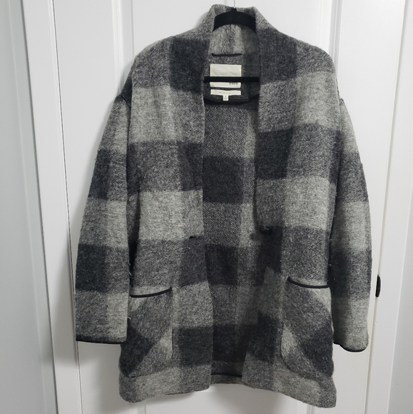 ARITZIA WILFRED FREE Grey Plaid Wool Neelam Jacket Coat - Picture 4 of 12